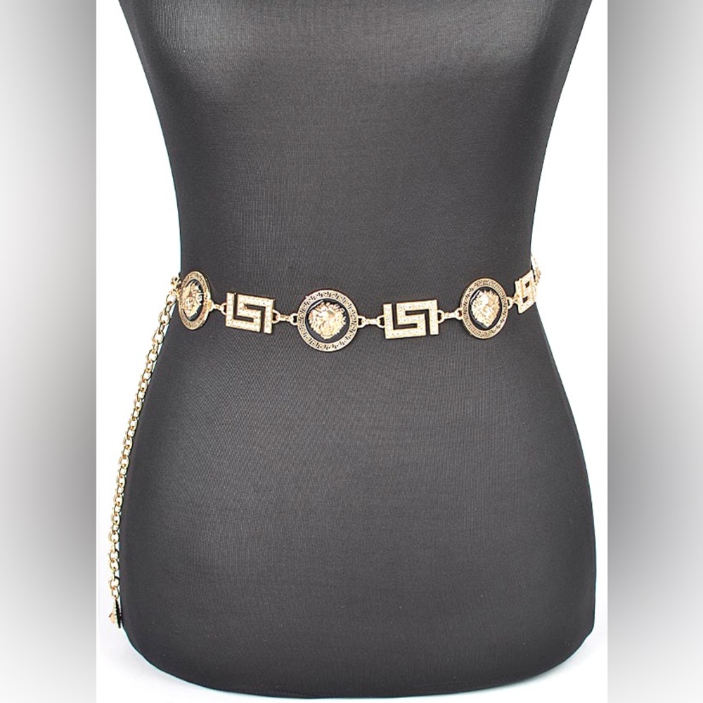 Plus Size Gold or Silver Medallion Chain Statement Belt